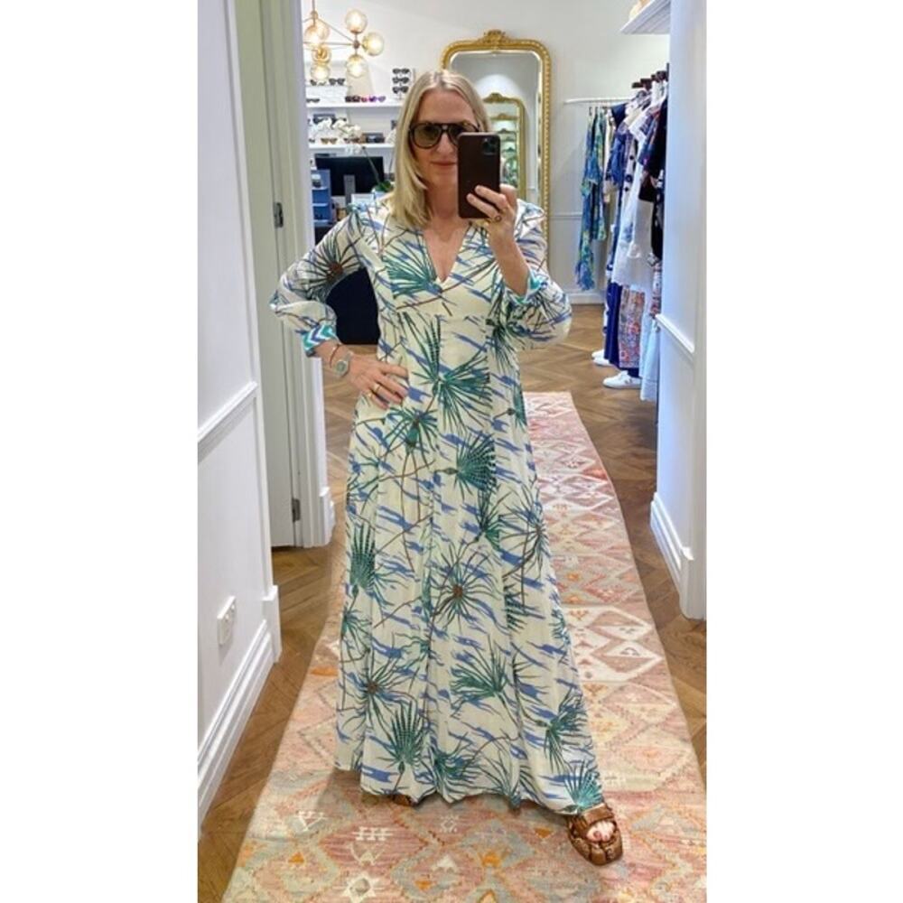 Emporio Sirenuse Lena Papyrus Floral Maxi Dress 8 Cotton Resort Italy - Picture 5 of 16